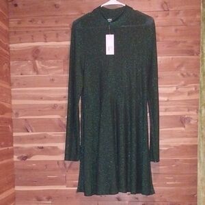 Wild Fable Sparkling Green Long Sleeve Dress
